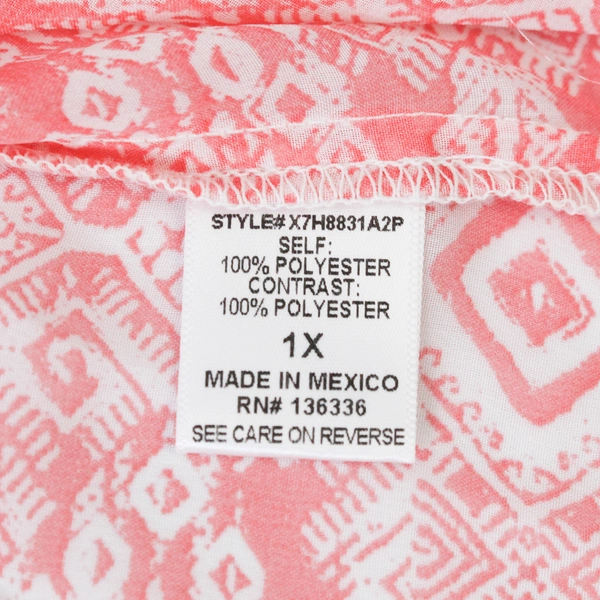 Deb Shops Women's 1X Pink White Crochet Cut-Out Back Blouse Top