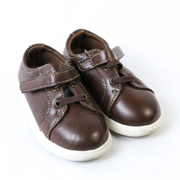 American Eagle Baby Toddler Shoes Size 6.5 Brown Faux Leather Easy Fasten