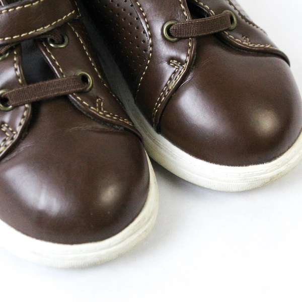 American Eagle Baby Toddler Shoes Size 6.5 Brown Faux Leather Easy Fasten