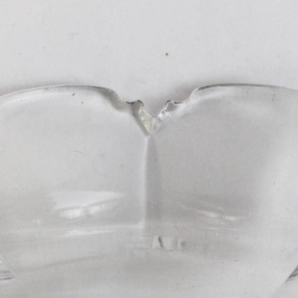 Vintage Glass Scalloped Rim Paneled Ice Cream Fruit Bowl w/ Hexagon Pedestal