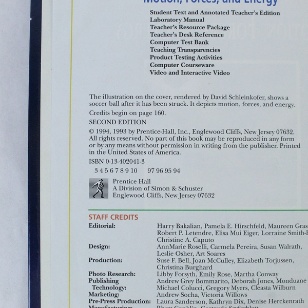 Motion, Forces and Energy Hardcover Book, 1994 Edition, Good Condition