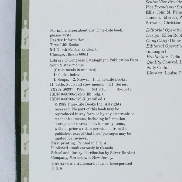 Great Meals In Minutes Soup & Stew Menus Cookbook 1985 Hardcover Pre-Owned