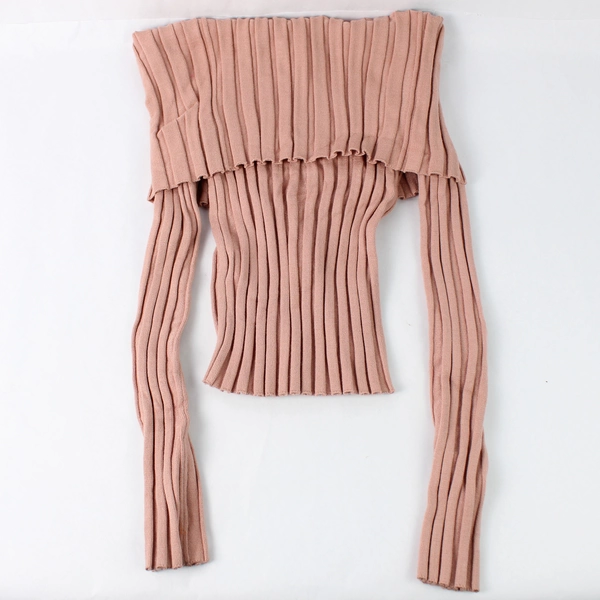 Forever 21 Off The Shoulder Crop Top Women's Size M Rose Pink Long Sleeves