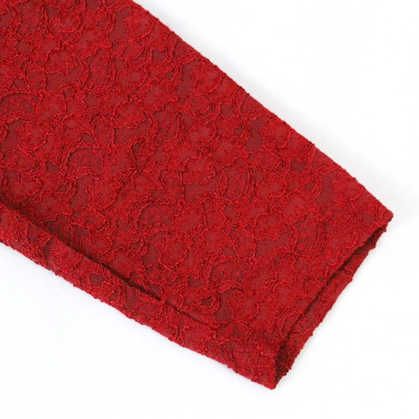 Draper's & Damon's Red Lace Blouse Top Size L 3/4 Sleeve Polyester Blend