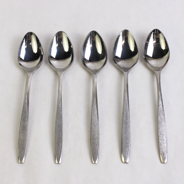 Lot Of 5 Ekco Silver Flatware Corsair Stainless Place Oval Soup Spoons