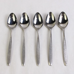 Lot Of 5 Ekco Silver Flatware Corsair Stainless Place Oval Soup Spoons