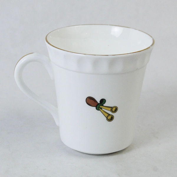 Fine Bone China Staffordshire Mug Gilded Gold Rim Handle Graphic