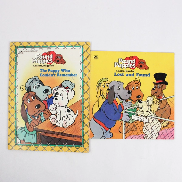 Lot of 2 Vintage 1980s Golden Book Pound Puppies Paperback Kids' Books