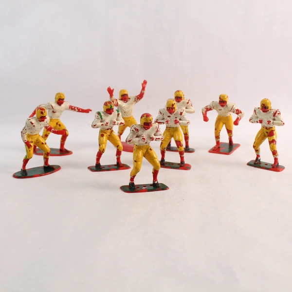 Lot of Nine 1969 Louis Marx Plastic Football Player Figures