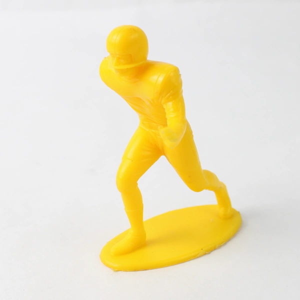 Lot of 2 Vintage 1969 Louis Marx Yellow Plastic Football Player Toy Figurines