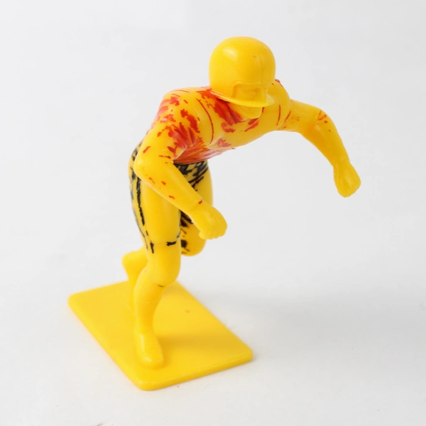 Lot of 2 Vintage 1969 Louis Marx Yellow Plastic Football Player Toy Figurines