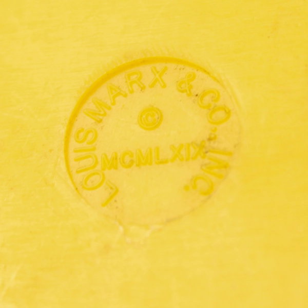 Lot of 2 Vintage 1969 Louis Marx Yellow Plastic Football Player Toy Figurines