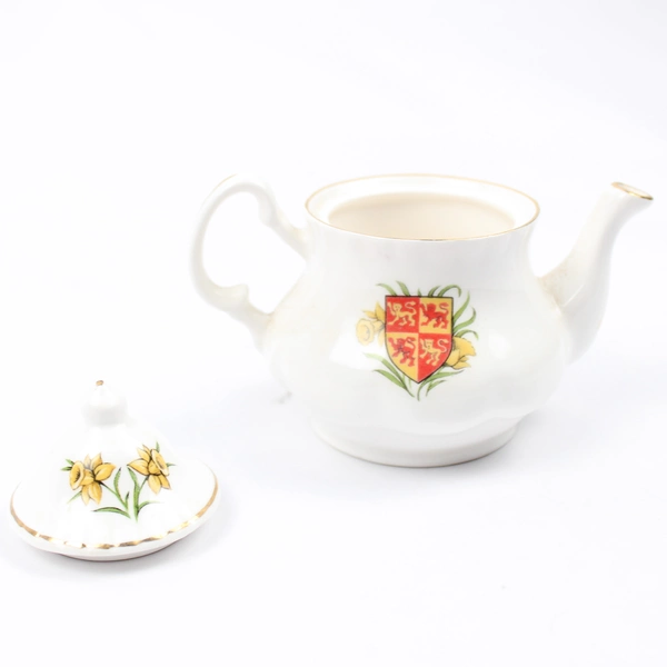 Norstock Of Wales Souvenir Miniature Bone China Teapot And Tea Bag Holder