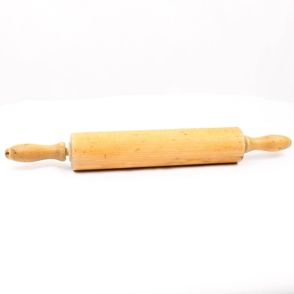 Vintage Solid Wood Rolling Pin With Handles Retro Mid Century Modern