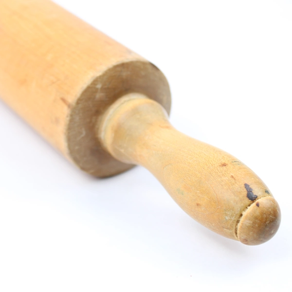 Vintage Solid Wood Rolling Pin With Handles Retro Mid Century Modern