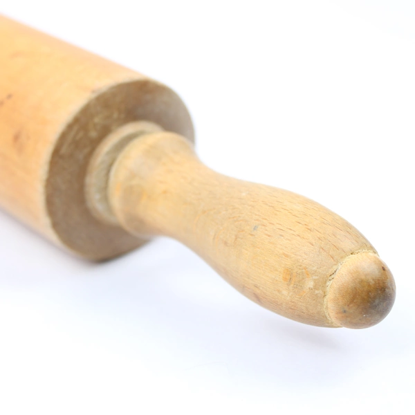 Vintage Solid Wood Rolling Pin With Handles Retro Mid Century Modern