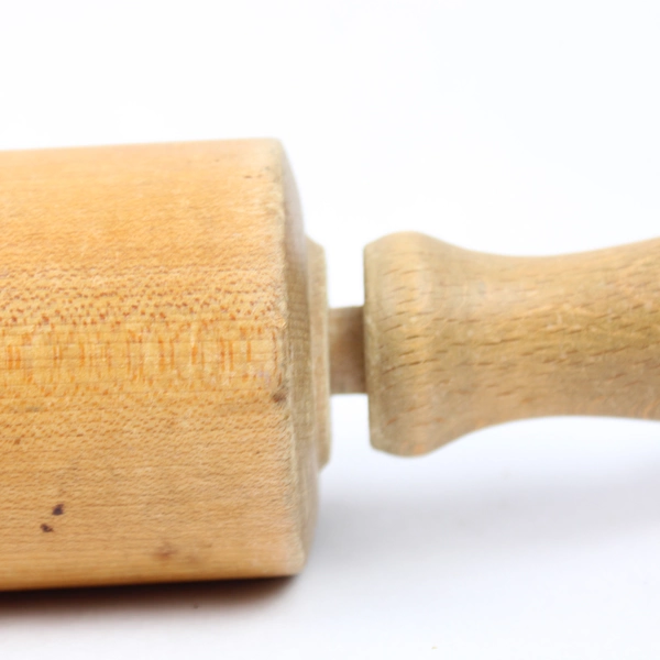 Vintage Solid Wood Rolling Pin With Handles Retro Mid Century Modern