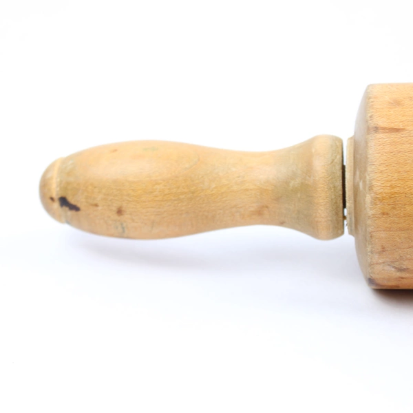 Vintage Solid Wood Rolling Pin With Handles Retro Mid Century Modern