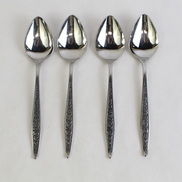 Lot Of 4 Ekco Silver Flatware Santiago Stainless Steel Oval Soup Spoons