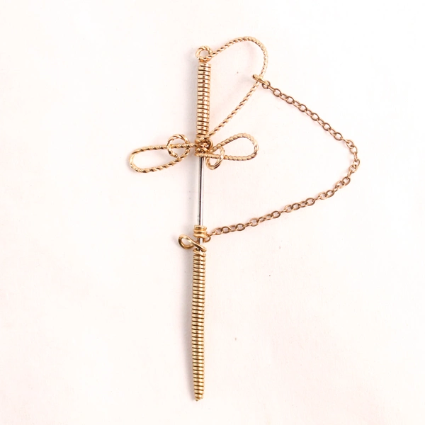 Antique Art Deco Gold Tone Wire Sword Saber And Sheath Pin