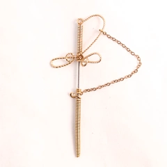 Antique Art Deco Gold Tone Wire Sword Saber And Sheath Pin