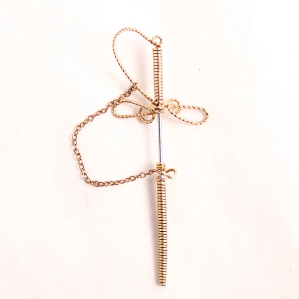 Antique Art Deco Gold Tone Wire Sword Saber And Sheath Pin