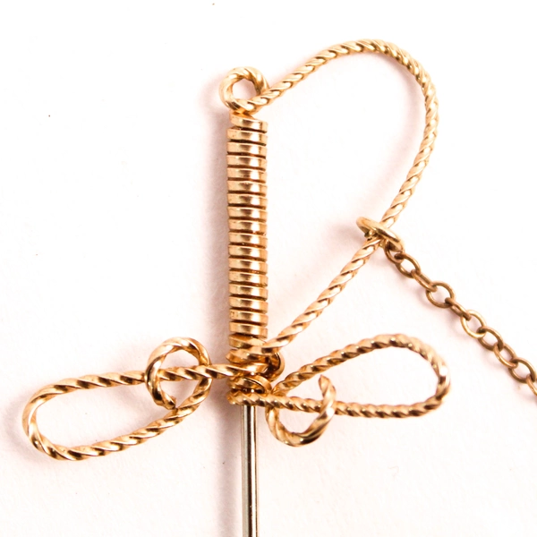 Antique Art Deco Gold Tone Wire Sword Saber And Sheath Pin
