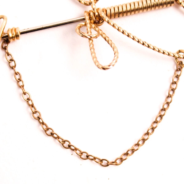 Antique Art Deco Gold Tone Wire Sword Saber And Sheath Pin