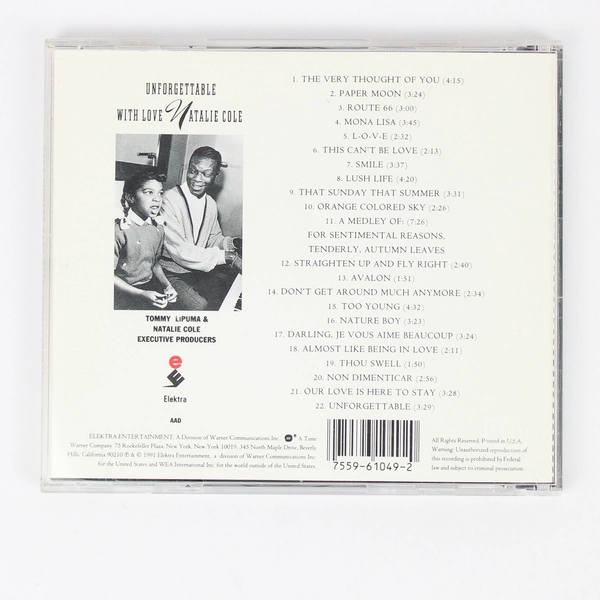 Unforgettable: With Love by Natalie Cole 1991 Audio Music CD Elektra