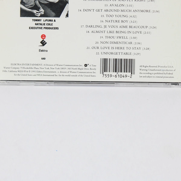 Unforgettable: With Love by Natalie Cole 1991 Audio Music CD Elektra