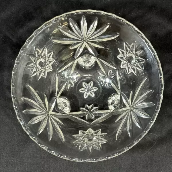 Vintage Anchor Hocking Prescut 3-Footed Glass Bon Bon Candy Dish