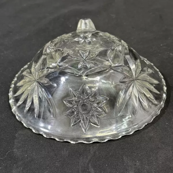 Vintage Anchor Hocking Prescut 3-Footed Glass Bon Bon Candy Dish
