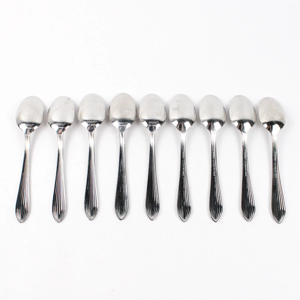 Lot of 9 Cambridge Place Oval Spoons, Napoli Glossy 18/8 Stainless Steel 7.25"