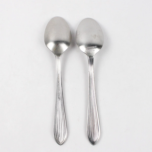 Lot of 2 Cambridge Place Oval Spoons, Napoli Satin 18/8 Stainless Steel 7.25"