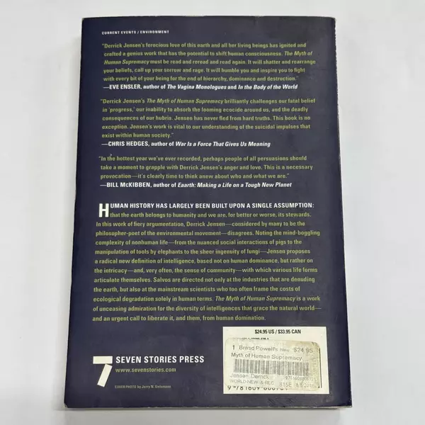 Myth of Human Supremacy by Derrick Jensen (2016, Trade Paperback)