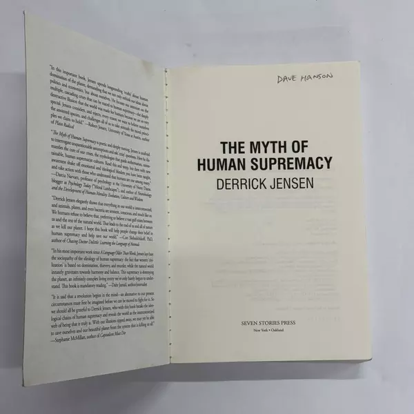 Myth of Human Supremacy by Derrick Jensen (2016, Trade Paperback)
