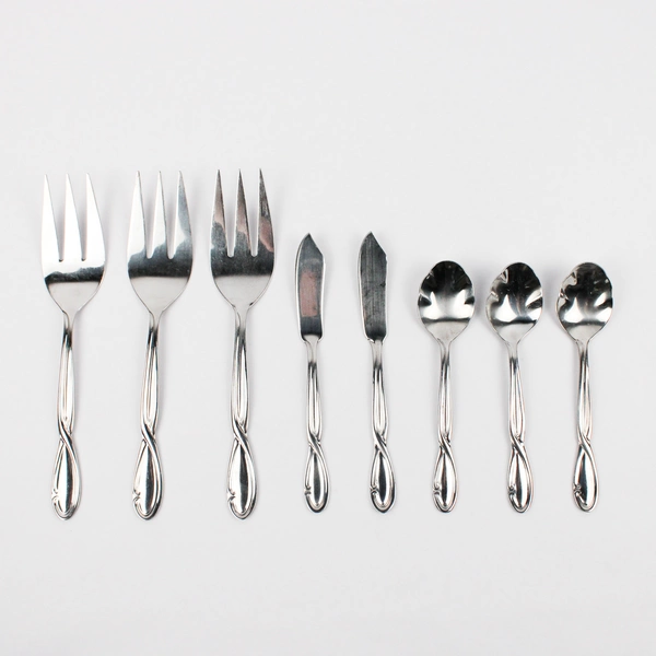 Set of 8 Farberware Trieste Stainless Steel Teaspoons Serving Forks Cheese Knife