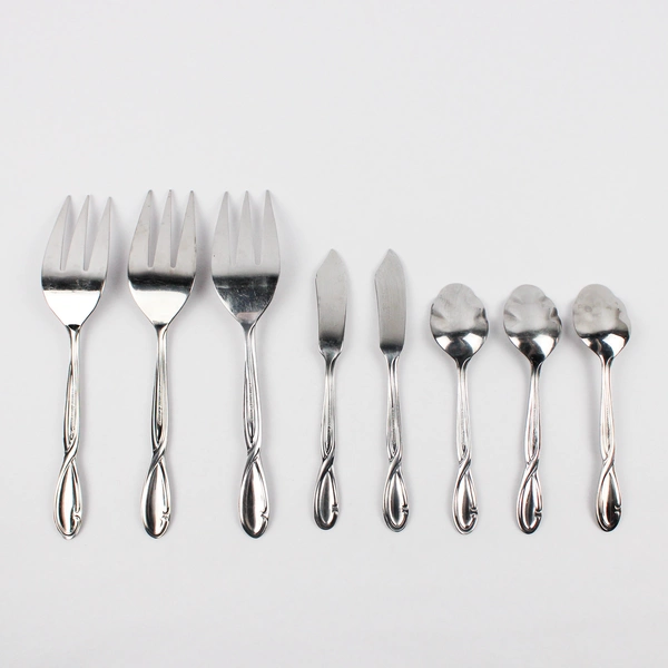 Set of 8 Farberware Trieste Stainless Steel Teaspoons Serving Forks Cheese Knife