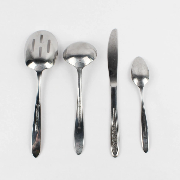 Lot Of 4 Ekco Silver Flatware Exodus (Stainless) 2 Spoon 1 Ladle & 1 Knife