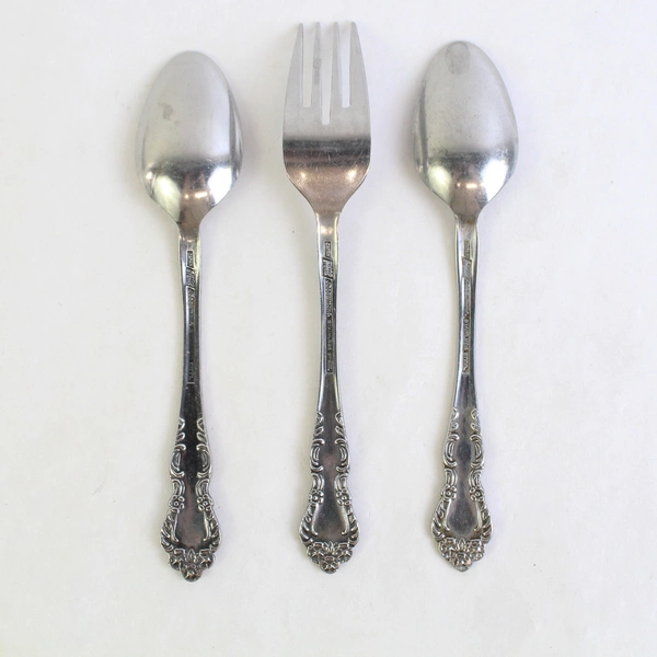 Lot Of 3 Ekco Silver Flatware Beaumont Stainless Steel 2 Teaspoons 1 Salad Fork
