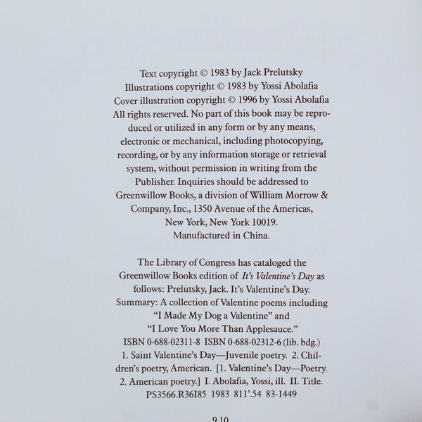 It's Valentine's Day by Jack Prelutsky 1996 Paperback - Good Condition