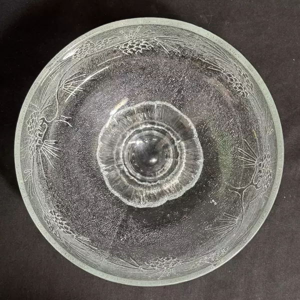 Vintage Tiara Glass Ponderosa Pine 7 7/8 Inch Clear Footed Serving Bowl
