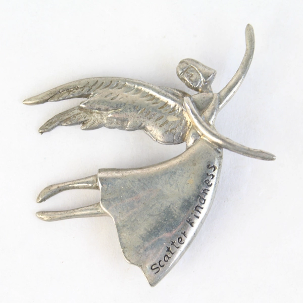 Silver Tone Scatter Kindness Angel Brooch or Necklace Pendant