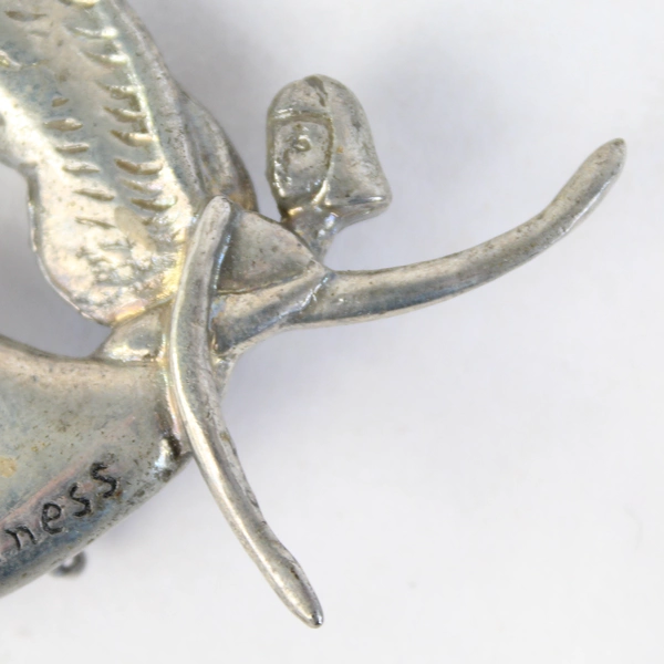 Silver Tone Scatter Kindness Angel Brooch or Necklace Pendant