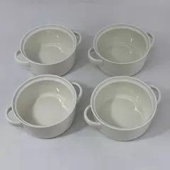 Set of 4 Dowan White Soup Stew Bowls with Handles 5.75 x 2.5 Inch