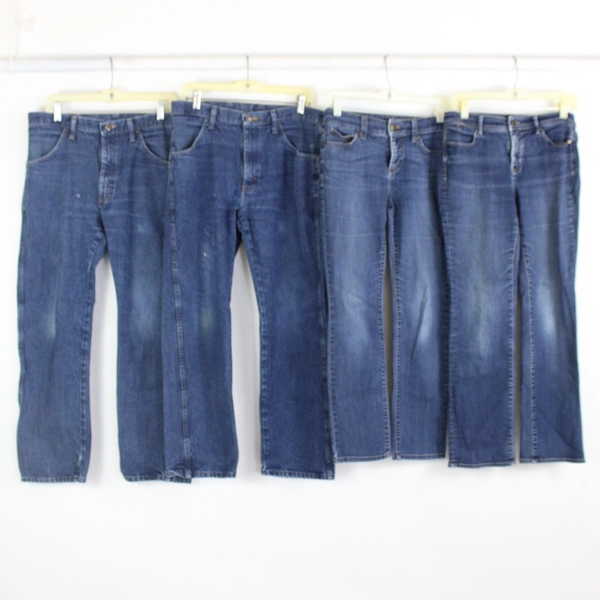 Lot of 4 Medium Wash Blue Denim Jeans Flawed DIY Fabric Cutters Craft Projects