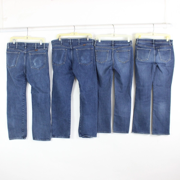 Lot of 4 Medium Wash Blue Denim Jeans Flawed DIY Fabric Cutters Craft Projects