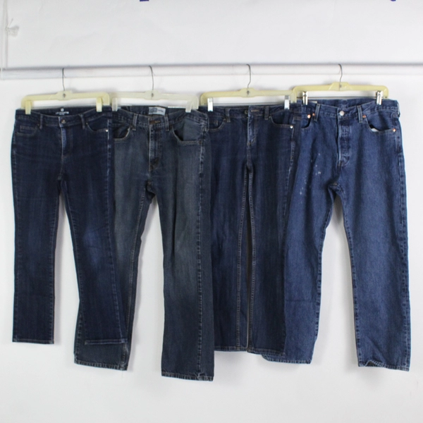 Lot of 4 Medium Wash Blue Denim Jeans for DIY Crafting Upcycling Projects