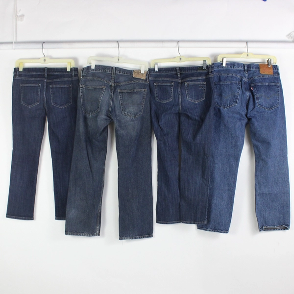 Lot of 4 Medium Wash Blue Denim Jeans for DIY Crafting Upcycling Projects