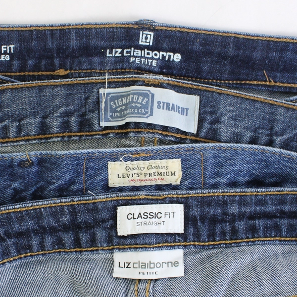 Lot of 4 Medium Wash Blue Denim Jeans for DIY Crafting Upcycling Projects